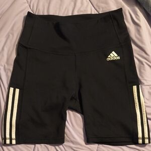 Adidas Black Bike Shorts with White Stripes